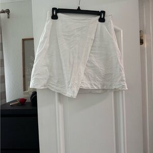 Linen blend wrap skirt w/ shorts under